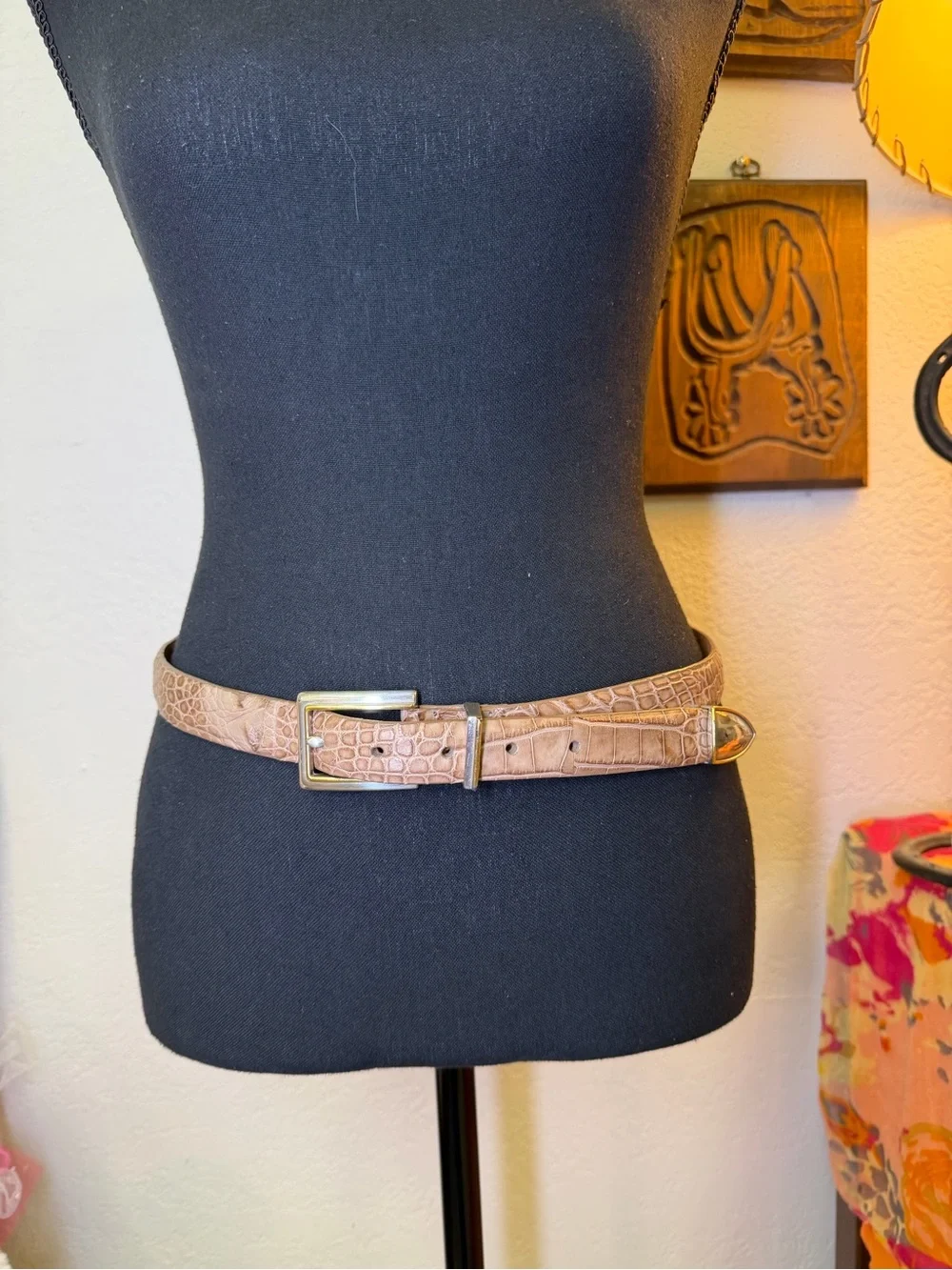 WORTH Made in USA Brown Gray Womens Genuine Alligator Duo Tone Buckle MED 31-35”